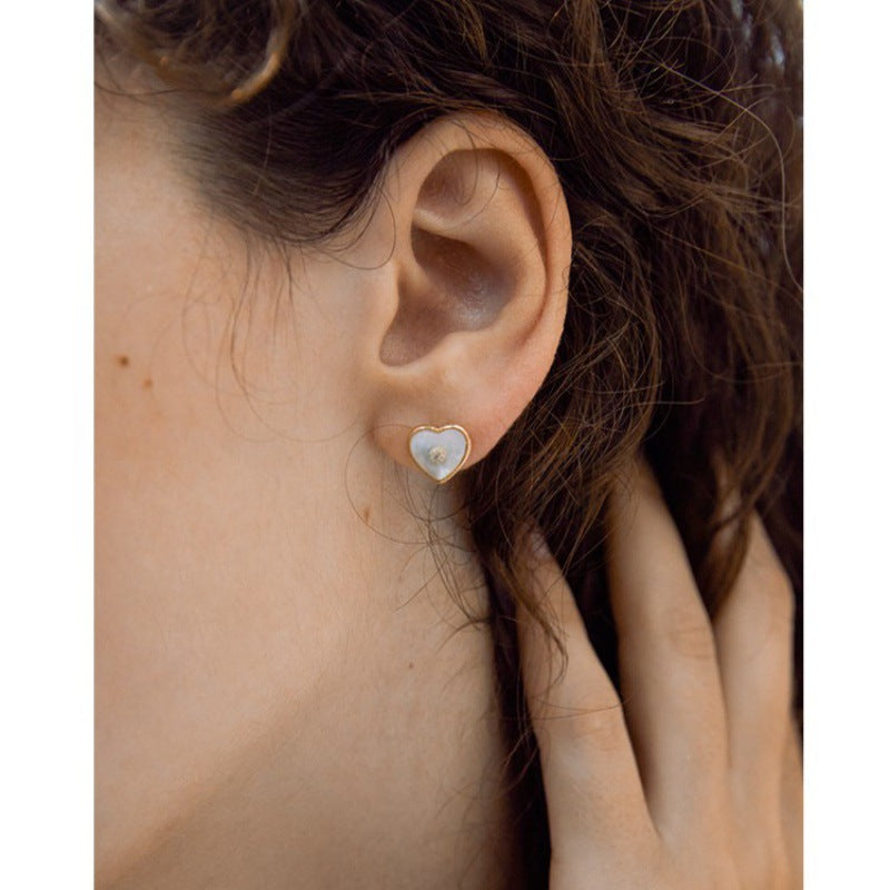 Heart-shaped Mother-of-Pearl Earrings High-end Pure Silver Earrings Women's Jewelry Jewelry Davidjewelry david001