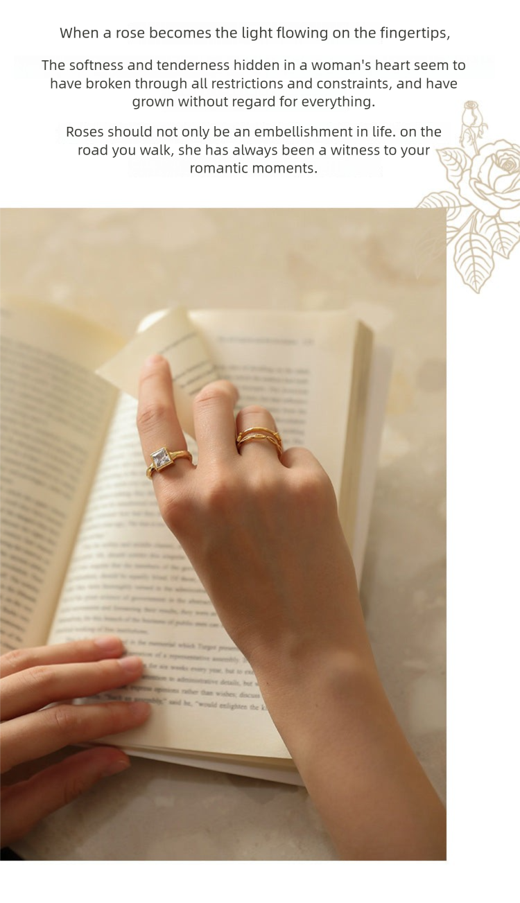 Titanium Steel Synthetic Zircon Ring Fashionable Personality New Light Luxury High-end Vintage Niche Design Ring Gold Necklace Jewelrygold necklace jewelry003