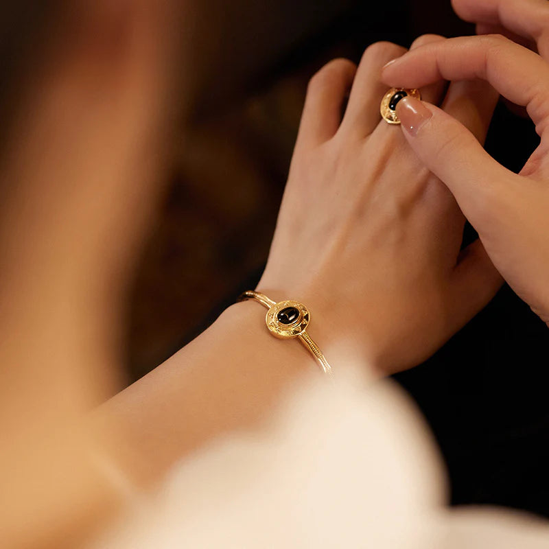 Copper Alloy Imitation Crystal Bracelet French Simple Elegant Vintage Light Luxury Bracelet Gold Necklace Davidgold necklace david