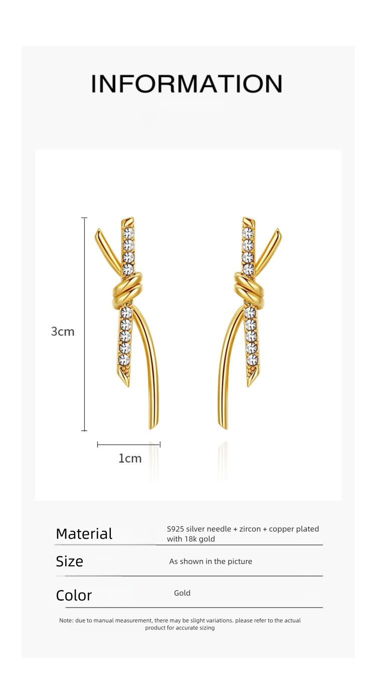 Copper Alloy Synthetic Zircon Earrings Earrings Elegant Niche Fashion Light Luxury Simple Design Versatile David Jewelrydavid jewelry001