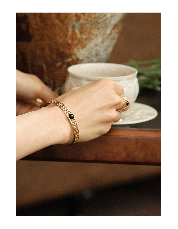 Copper Alloy Imitation Crystal Bracelet Fashion French Simple Elegant Design Light Luxury Bracelet Gold Necklace Davidgold necklace david