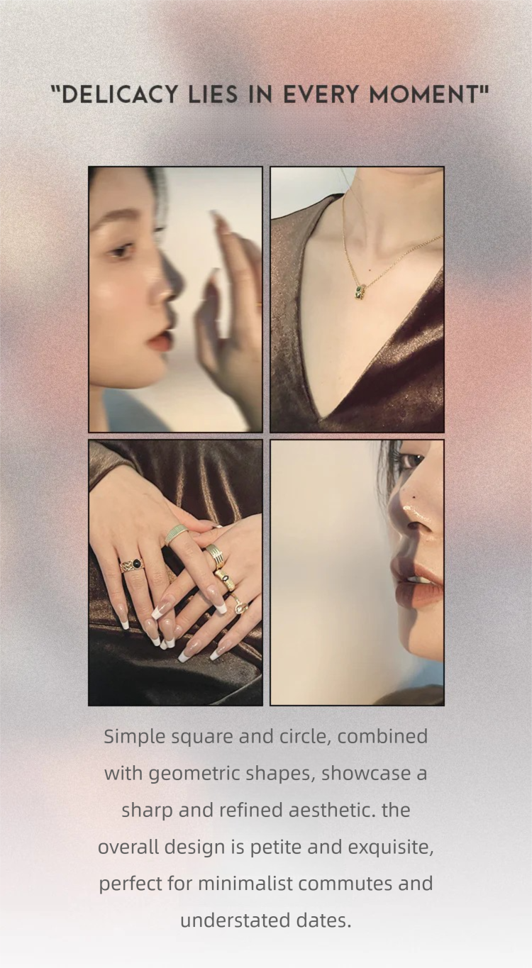 Synthetic Zircon Ring Made of Copper Alloy Gold Ring Light Luxury Inlaid Fashion Simple Adjustable Diamond-encrusted Niche Gold Necklace Jewelrygold necklace jewelry003