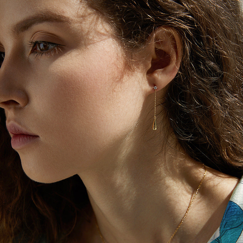 Titanium Steel Synthetic Zircon Earrings 2022 New Trendy Elegant Water Drop Long Earrings for Women Suitable for Round Faces David Jewelrydavid jewelry001