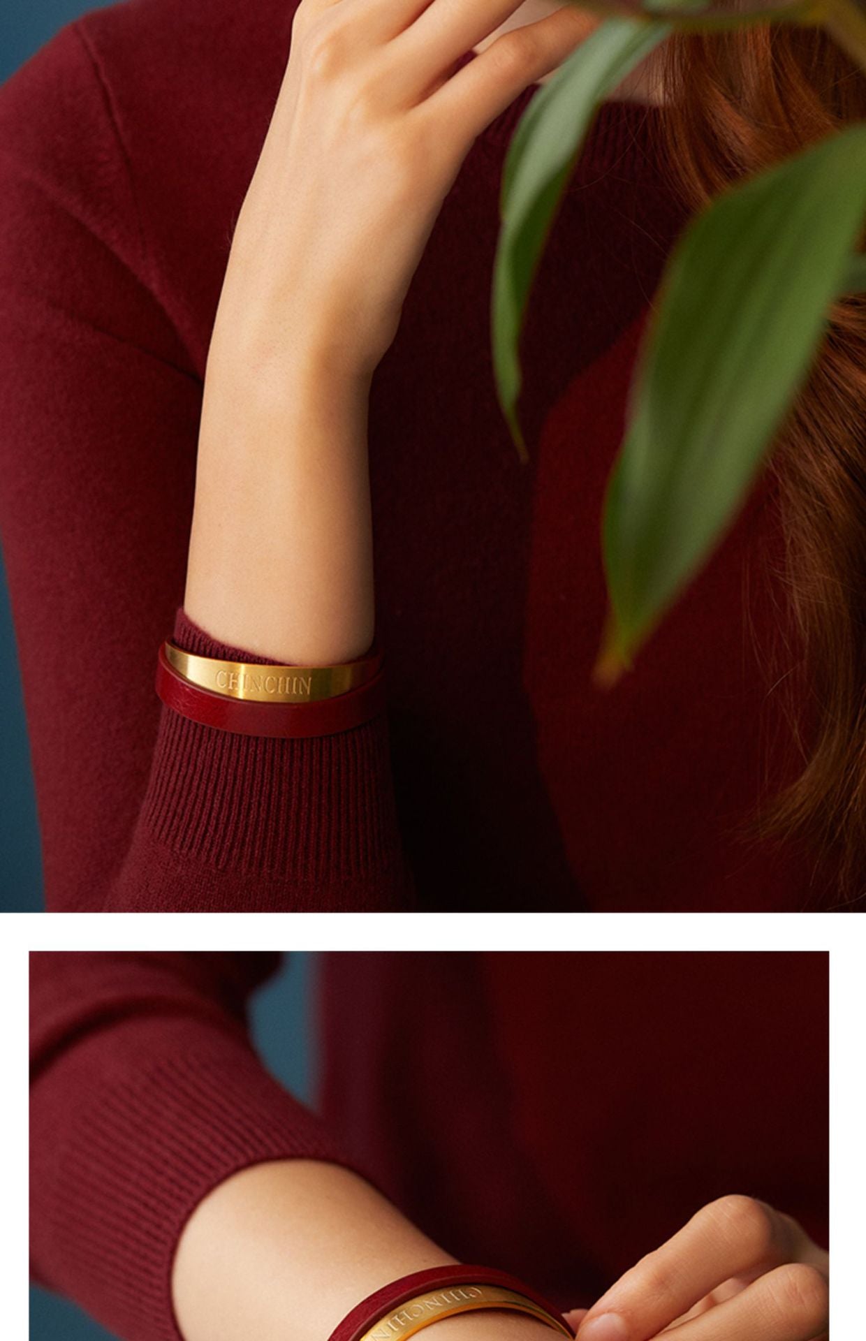 Titanium Steel Leather Bracelet Couple Bracelet Women's Niche Design Men's Accessories Light Luxury Style