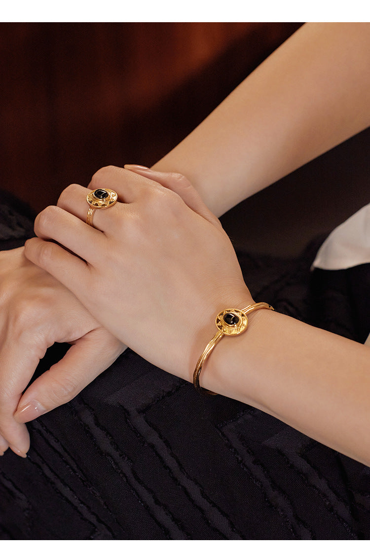 Copper Alloy Imitation Crystal Bracelet French Simple Elegant Vintage Light Luxury Bracelet Gold Necklace Davidgold necklace david