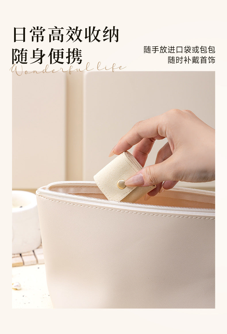 Portable Ring Bag Box Small Velvet High-end Storage High-Value Light Luxury Travel Earrings Jewelry Storage Box Gold Necklace David Jewelry Tiffanygold necklace david jewelry Tiffany