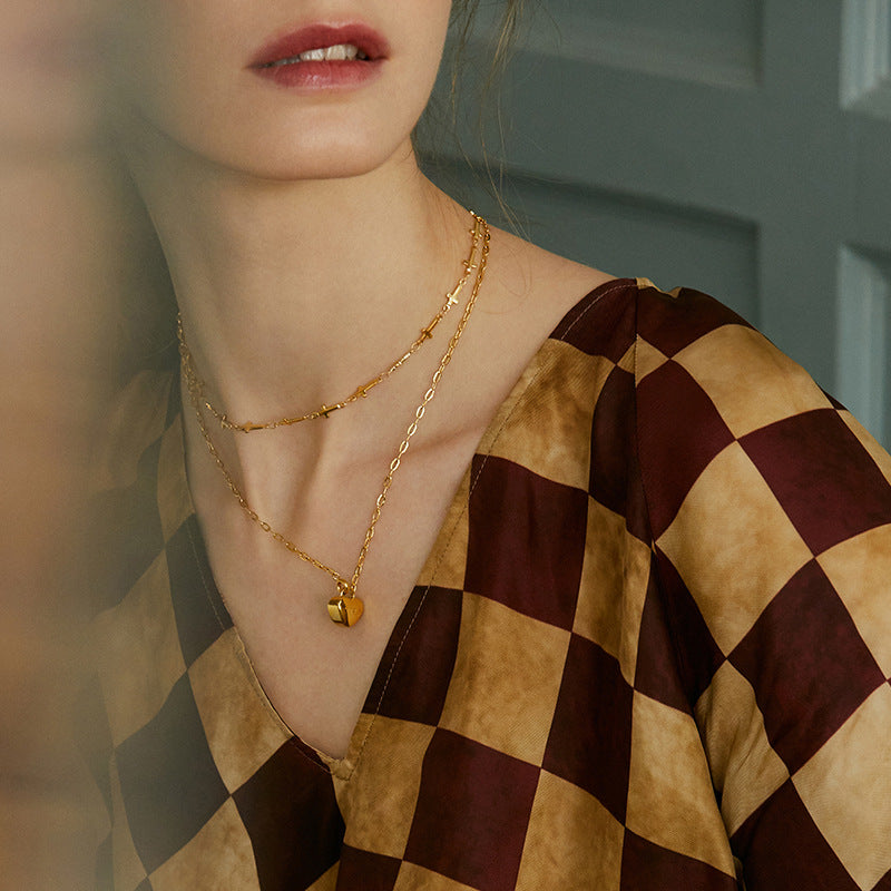 Titanium Steel Pendant Necklace for Women, Niche Light Luxury, Non-Fading Snake Bone Chain, Layered Choker Collarbone Chain, Neck Chain Jewelry Gold Necklacejewelry gold necklace002