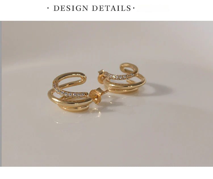 Copper Alloy Synthetic Zircon Earrings French Retro Style Elegant Earrings Design High-end Earrings Studs David Gold Necklacedavid gold necklace001