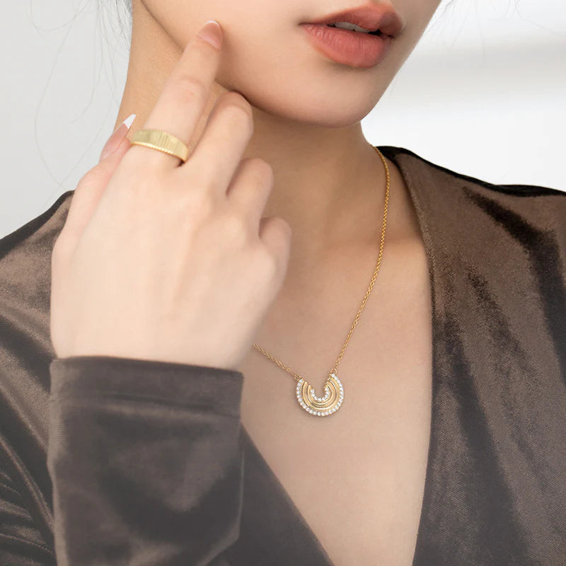 Copper Alloy Necklace French Lazy Fashion Retro Temperament Personality Design Light Luxury Necklace Pendant Jewelry Gold Necklace Davidjewelry gold necklace david002