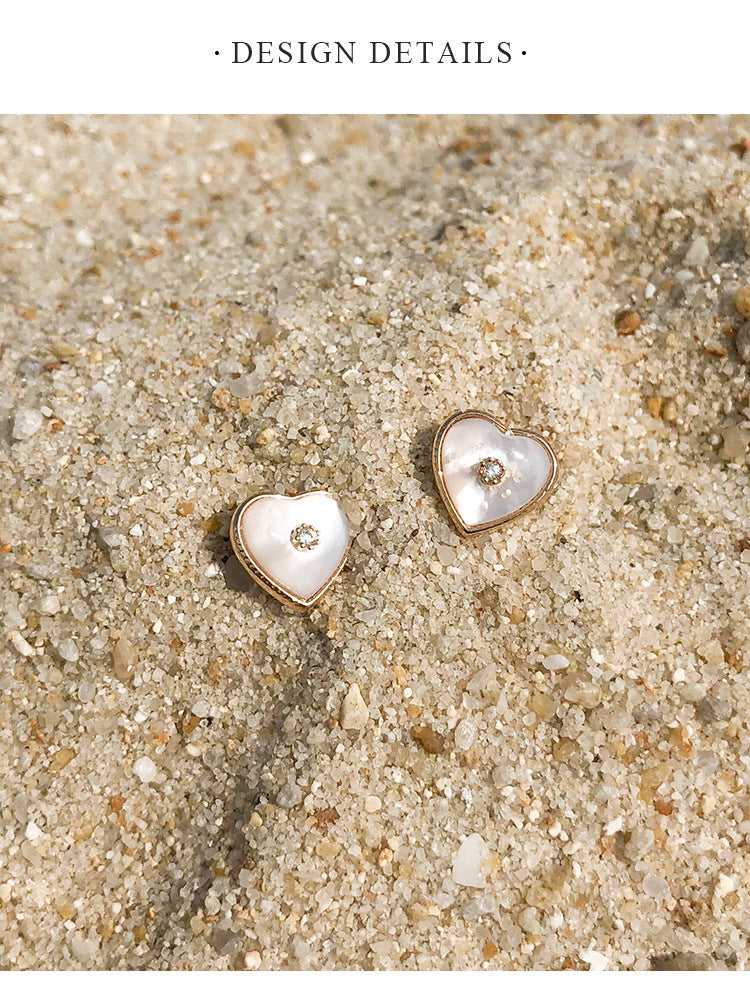 Heart-shaped Mother-of-Pearl Earrings High-end Pure Silver Earrings Women's Jewelry Jewelry Davidjewelry david001