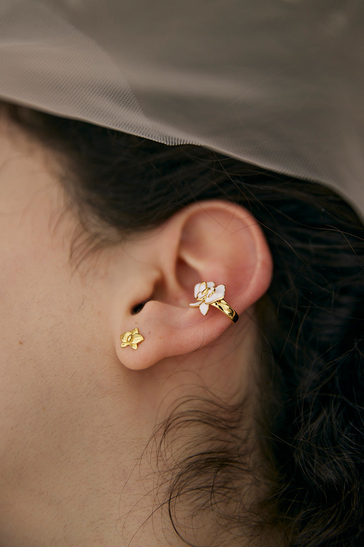 Enamel Copper Alloy Earrings Butterfly Ear Clips for Women Without Piercing High-end Niche Light Luxury French Ear Cuffs David Gold Necklacedavid gold necklace