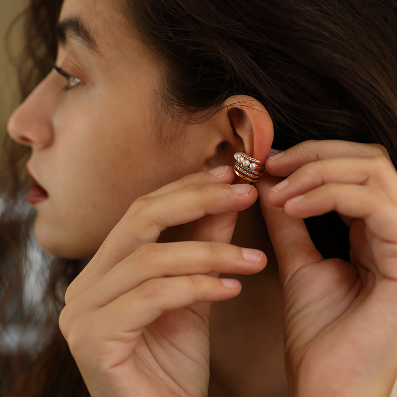 Copper Alloy Imitation Pearl Earrings Ear Clips for Women Without Pierced Ears French Style Earrings Niche Ear Hooks Ear Cuffs Gold Necklace Davidgold necklace david