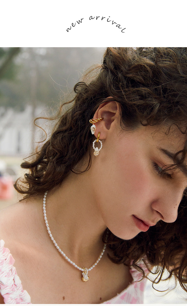 Copper Alloy Earrings Conch Ear Clip Female No Ear Piercing Earrings Unique Design french Ear Bone Clip Gold Necklace David Jewelrygold necklace david jewelry001