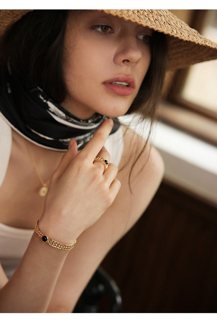 Copper Alloy Imitation Crystal Bracelet Fashion French Simple Elegant Design Light Luxury Bracelet Gold Necklace Davidgold necklace david