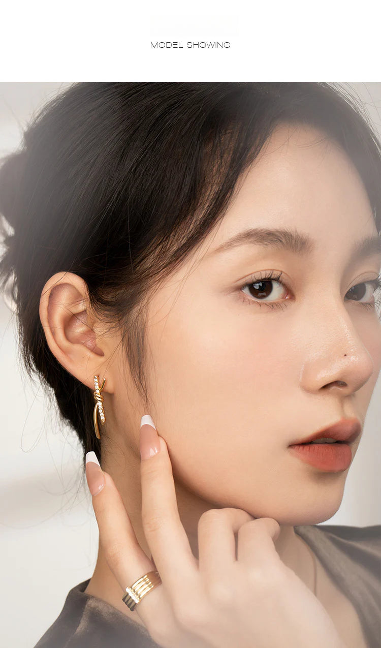 Copper Alloy Synthetic Zircon Earrings Earrings Elegant Niche Fashion Light Luxury Simple Design Versatile David Jewelrydavid jewelry001