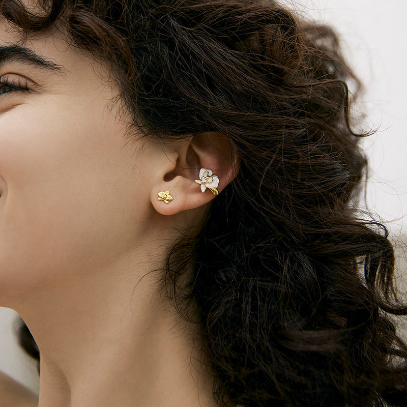 Enamel Copper Alloy Earrings Butterfly Ear Clips for Women Without Piercing High-end Niche Light Luxury French Ear Cuffs David Gold Necklacedavid gold necklace