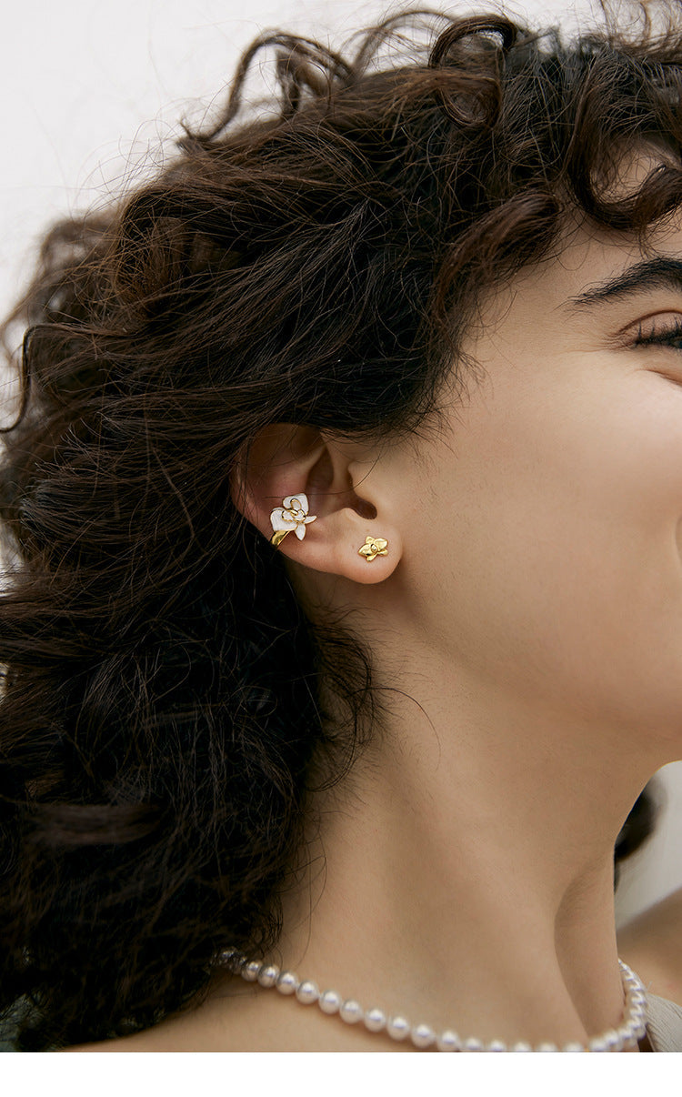 Enamel Copper Alloy Earrings Butterfly Ear Clips for Women Without Piercing High-end Niche Light Luxury French Ear Cuffs David Gold Necklacedavid gold necklace