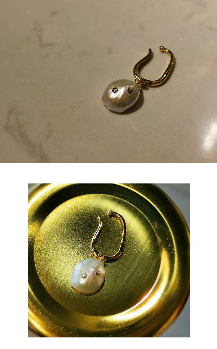 Non-Painful Ear Clips Ear Bone Clips Earrings Niche Design Sense Non-Pierced Women's Earrings Baroque Pearl Ear Hooks David Jewelrydavid jewelry