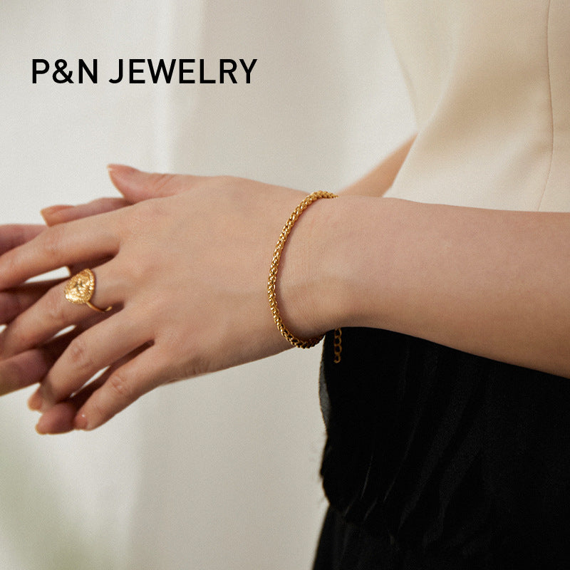 Brass Alloy Bracelet French Light Luxury Retro Design Fashion Simple Versatile Bracelet Bangle