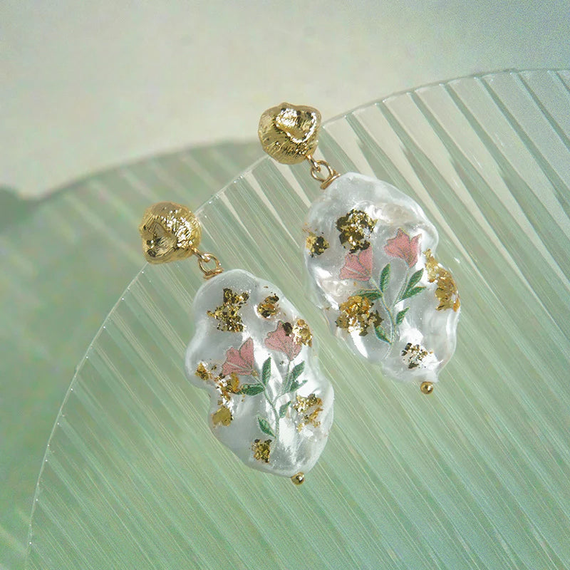 Copper Alloy Imitation Pearl Earrings Baroque Pearl Earrings High-end Light Luxury Style Vintage Pendant Earrings David Jewelry Gold 001Necklacedavid 001jewelry gold necklace001