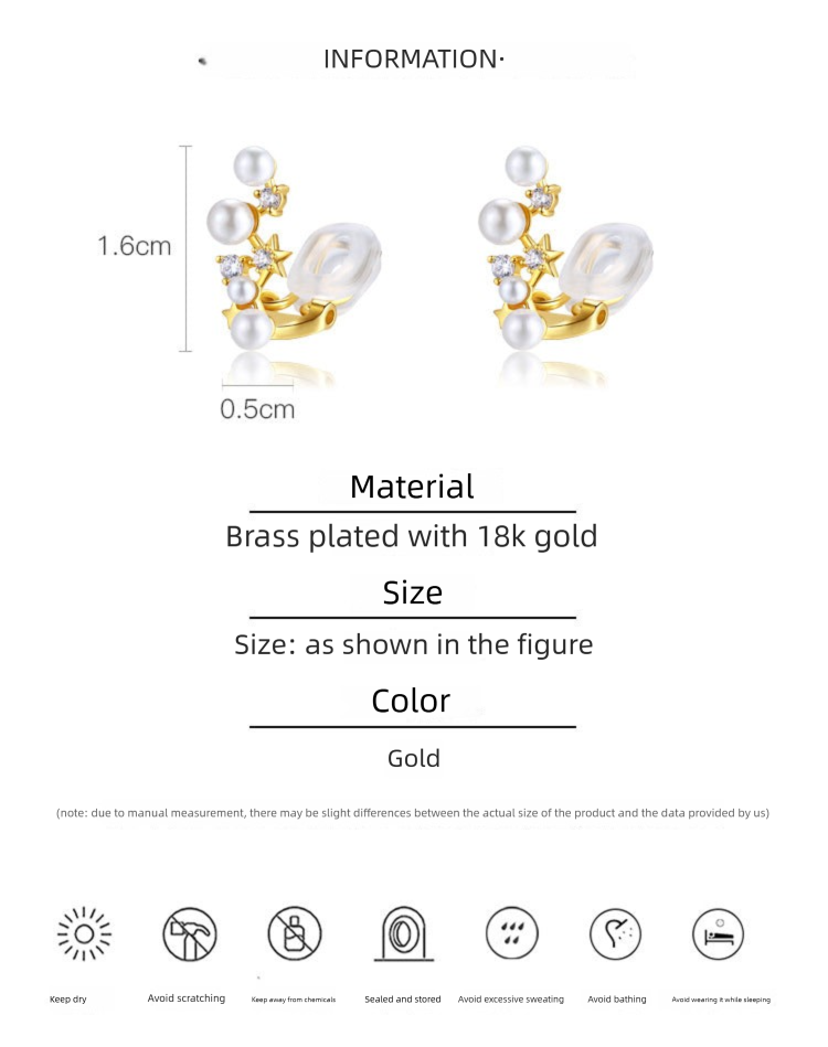 Pearl Ear Clips No Piercing Ear Cuffs for Women European and American Retro Ear Hook Earrings High-end Gold Necklace Davidgold necklace david