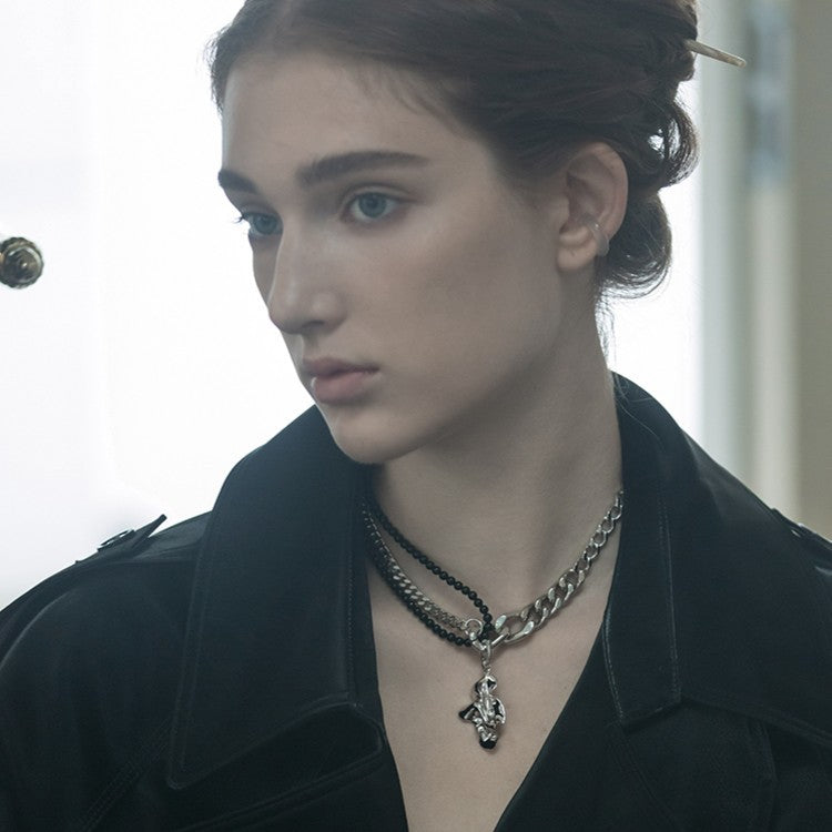 Necklace for Women, Light Luxury, Niche Design, High-end Accessory, Ins Style, Minimalist Double-layer Splicing Decorative Collarbone Chain, Jewelry Davidjewelry david002