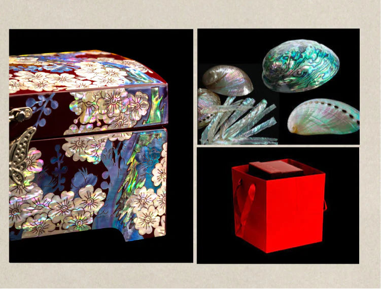 Lacquer Jewelry Box with Mother-of-Pearl, Wedding Gift, High-End Wooden Ear Jewelry Necklace Storage Box, Chinese Style Lockable Jewelry Box, David Jewelry Tiffany Gold Necklacedavid jewelry Tiffany gold necklace