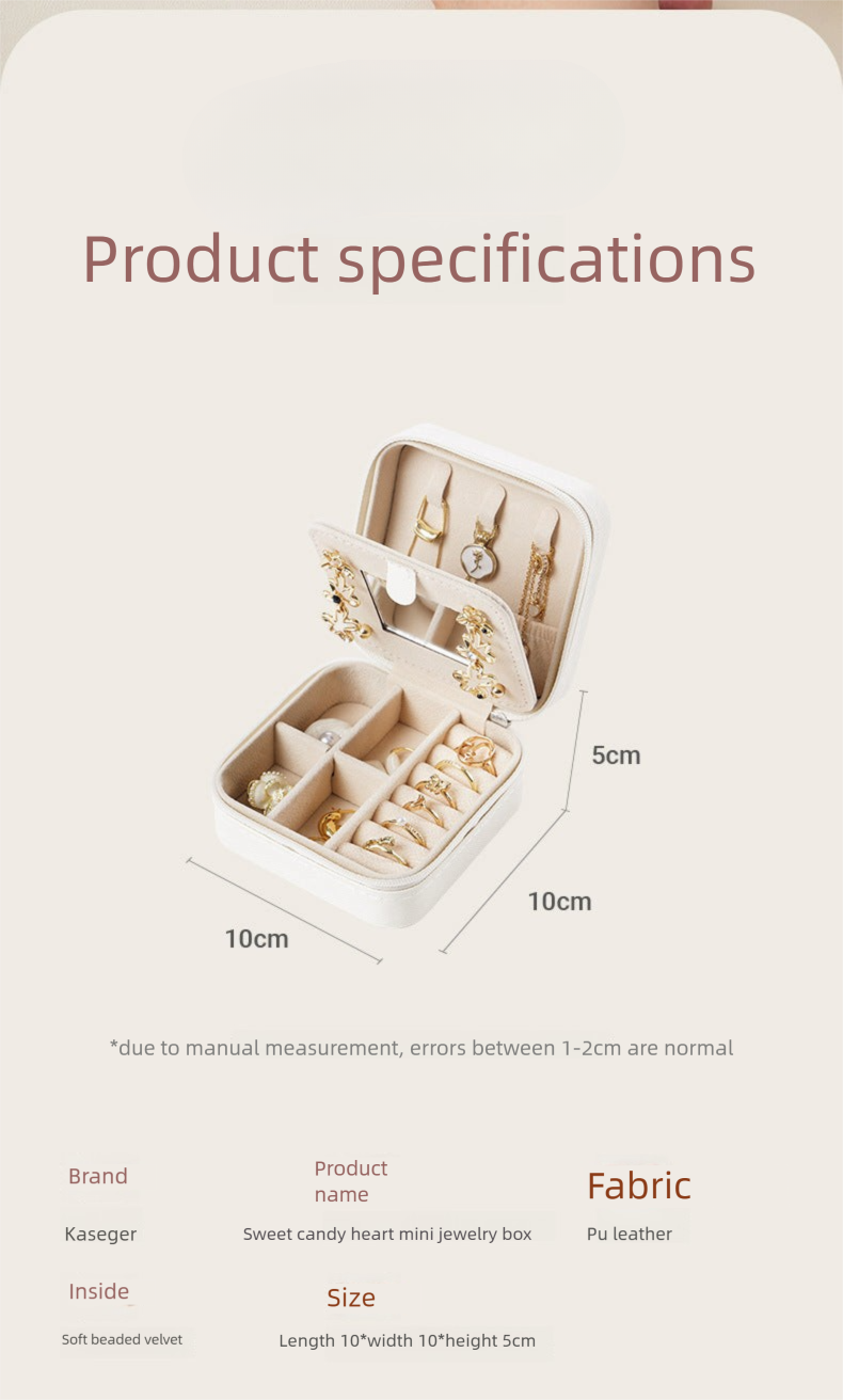 Cross-Border Direct Supply Jewelry Box Storage Box Pu Thickened Leather Necklace Ring Earrings Ring Storage Jewelry With Mirror Box David Gold Necklace Tiffany Jewelrydavid gold necklace Tiffany jewelry