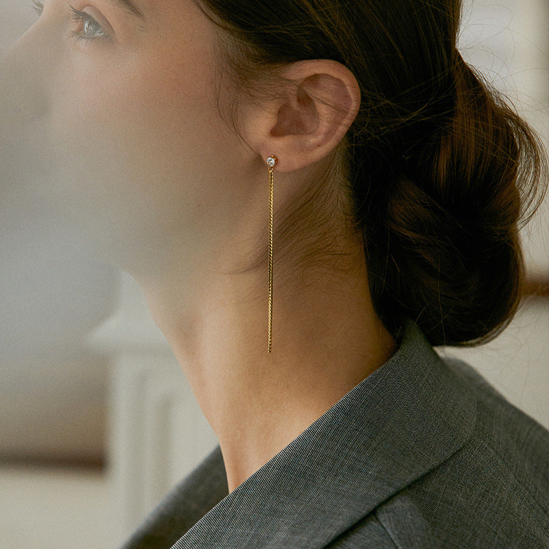 Titanium Steel Earrings Ear Thread Female Temperament Long Style Cold Style 2022 New Trendy casual Korean Ear Chain Jewelry Davidjewelry david001