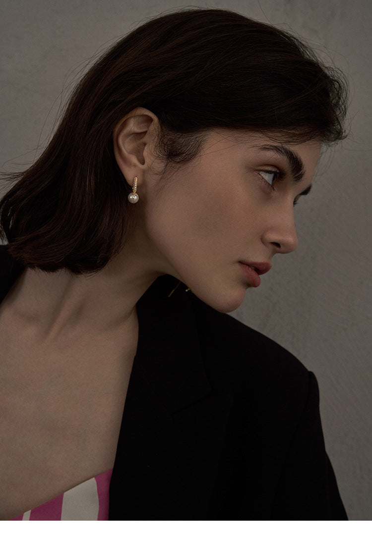 High-end Design Pure Silver Light Luxury Elegant Earrings Studs for Women Natural Pearl Ear Jewelry001