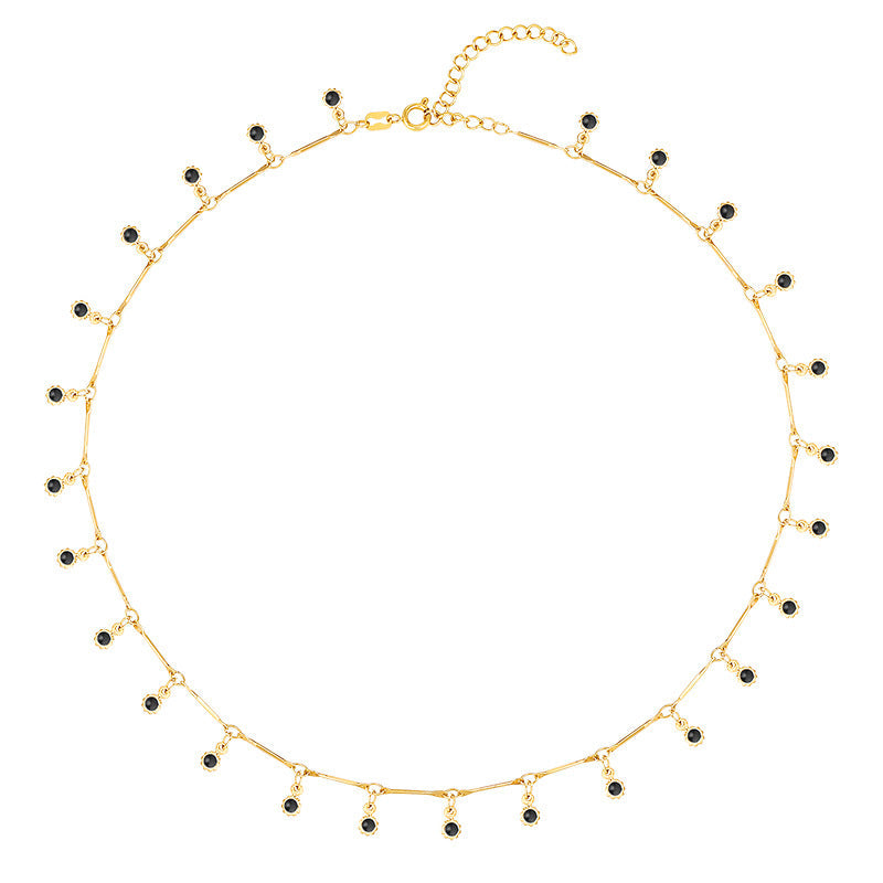 Stainless Steel Synthetic Zircon Necklace Necklace Women Light Luxury Jewelry Heart Pendant Double Layer Stacked Collarbone Chain Summer David Jewelrydavid jewelry002