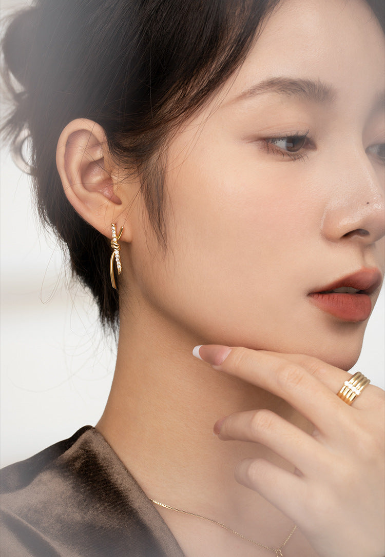 Copper Alloy Synthetic Zircon Earrings Earrings Elegant Niche Fashion Light Luxury Simple Design Versatile David Jewelrydavid jewelry001