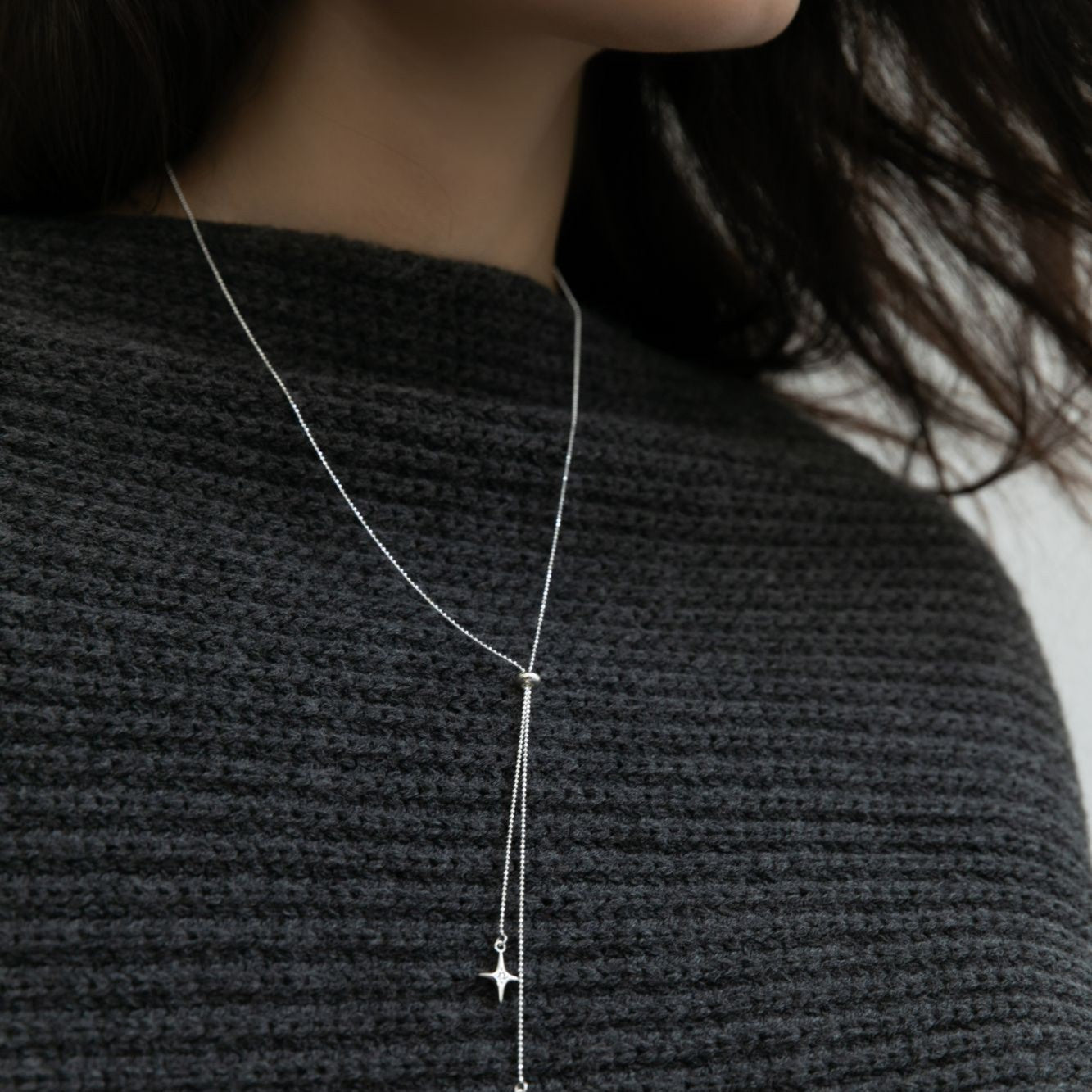 925 Silver Synthetic Zircon Chain Star and Moon Necklace High-End Light Luxury Niche Tassel Pendant Sweater Chain Gold Necklace Davidgold necklace david002