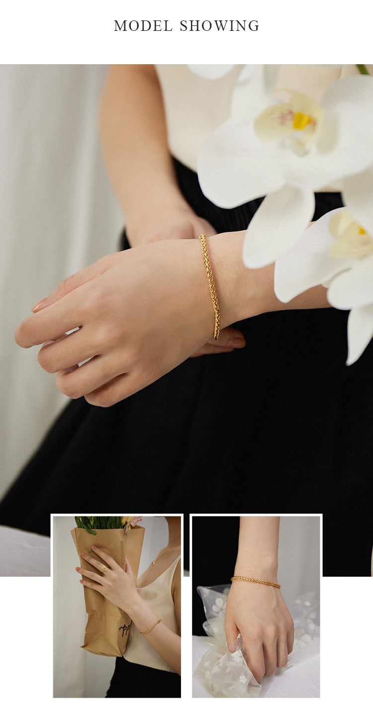 Brass Alloy Bracelet French Light Luxury Retro Design Fashion Simple Versatile Bracelet Bangle