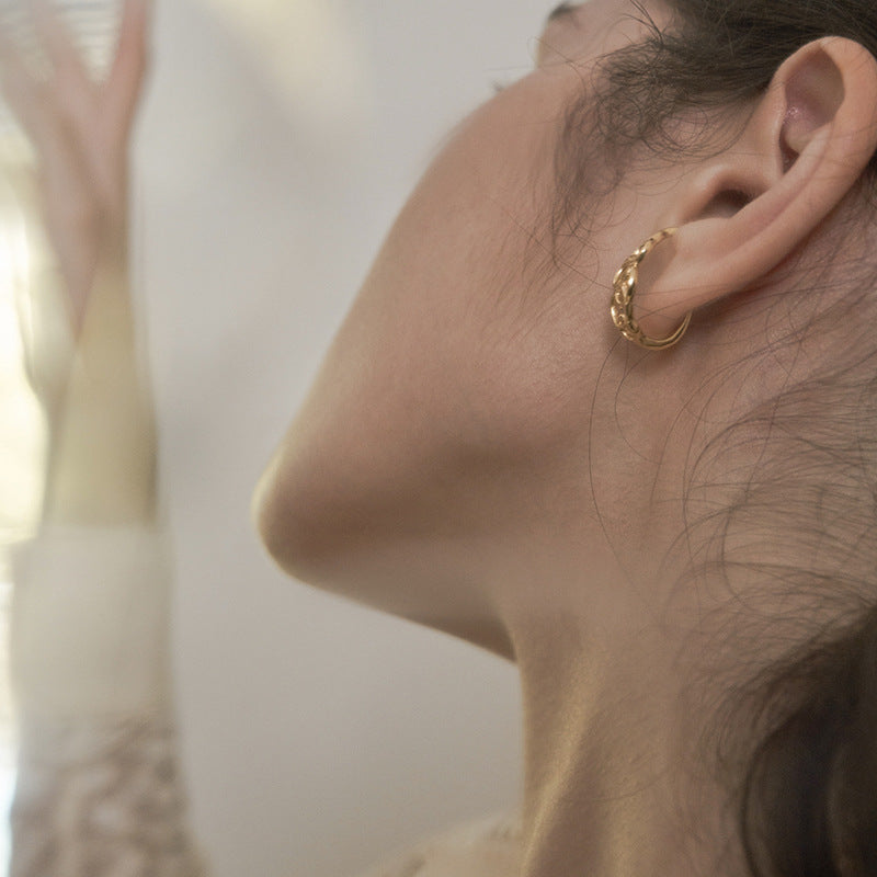 925 Silver Earrings Ear Clip Style No Piercing Women's Earrings Earrings Minimalist Niche Sweet Cool French Style High-end David Gold Necklacedavid gold necklace