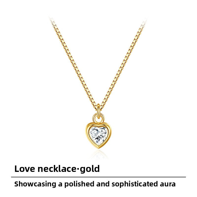 Synthetic Zircon Pendant Necklace with Copper Alloy, Inlaid with Diamonds, Light Luxury Full Diamond, Niche Simple Gold Necklace Jewelrygold necklace jewelry002