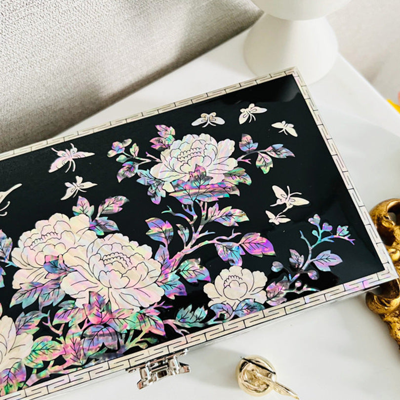 Luo Dian Lacquer Jewelry Box Solid Wood Red Jewelry Storage Box Chinese Retro Wedding Valentine's Day David Jewelry Gold Necklace Tiffanydavid jewelry gold necklace Tiffany