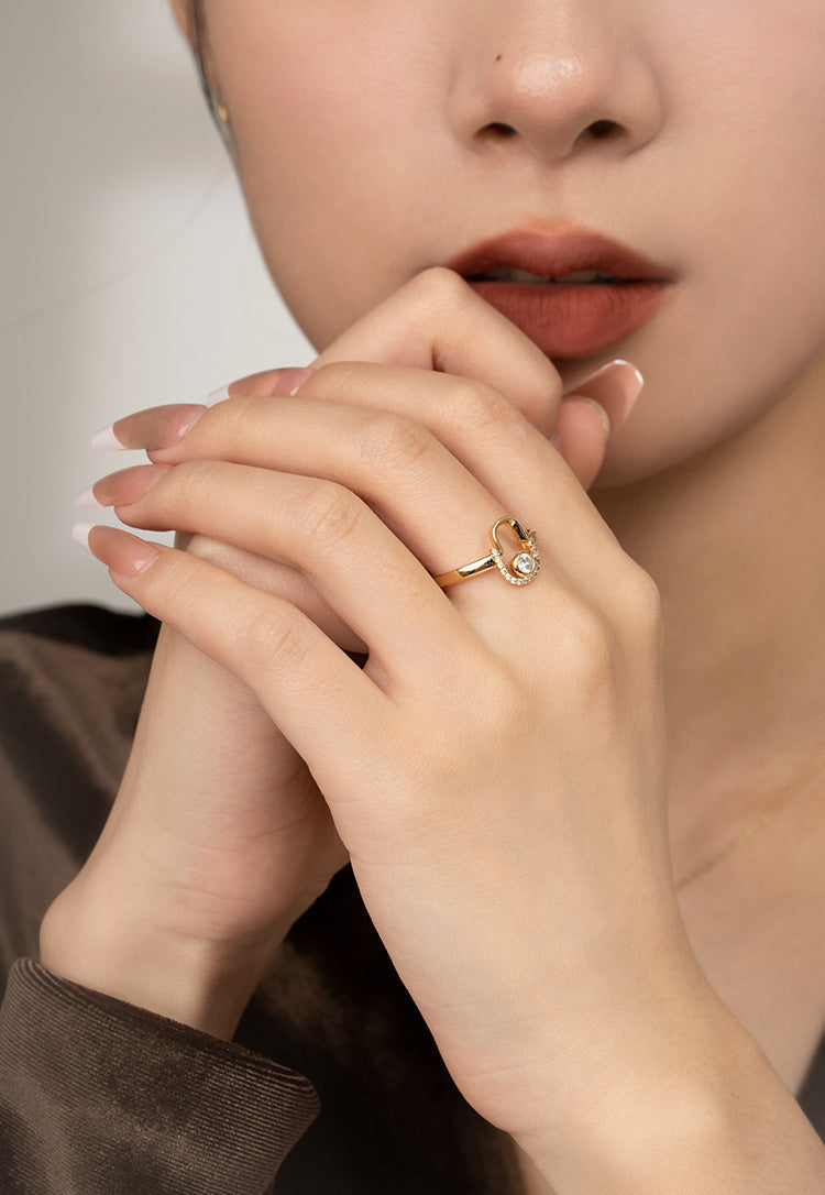 Synthetic Zircon Ring Made of Copper Alloy Gold Ring Light Luxury Inlaid Fashion Simple Adjustable Diamond-encrusted Niche Gold Necklace Jewelrygold necklace jewelry003