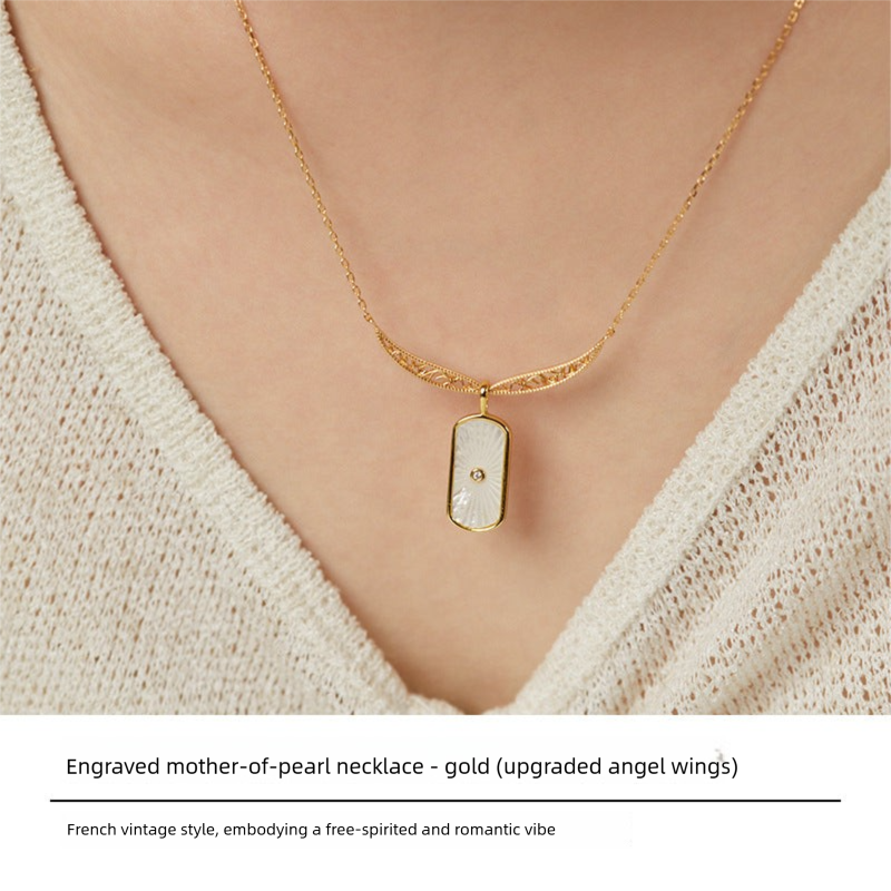 925 Silver Chain French Light Luxury Design Fashion Simple Style Necklace Pendant Gold Necklace Jewelrygold necklace jewelry002