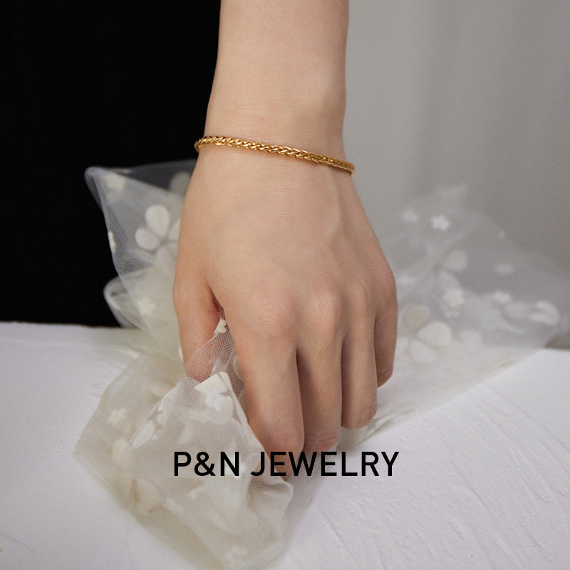 Brass Alloy Bracelet French Light Luxury Retro Design Fashion Simple Versatile Bracelet Bangle