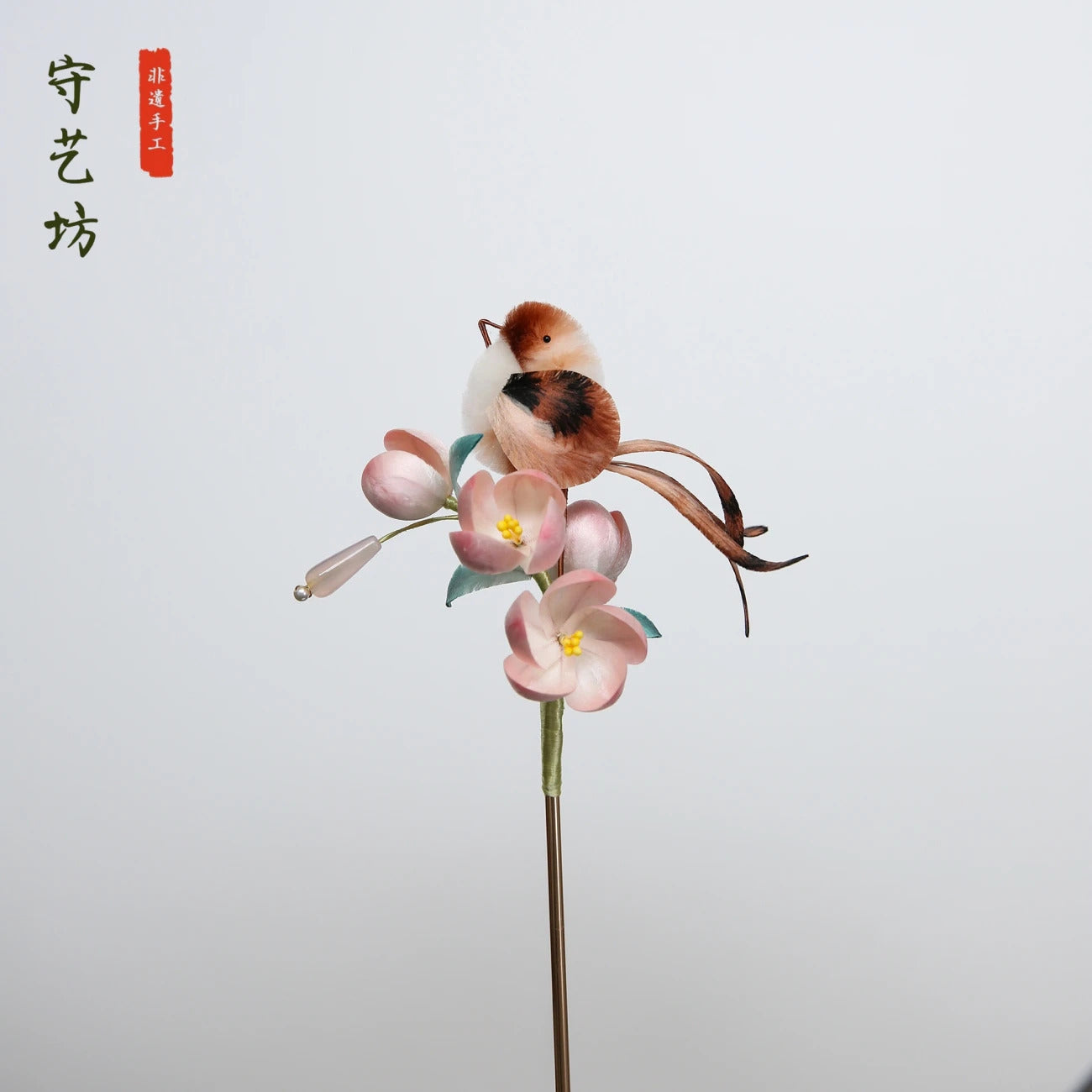 Original Design Intangible Cultural Heritage Velvet Flower Hair Accessories: Exquisite Bird-shaped U Hairpin, Hanfu Accessory, Ideal for Gifting