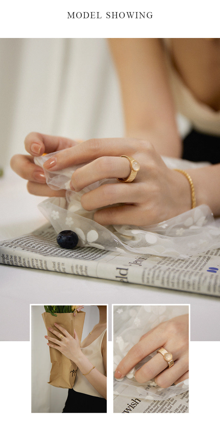 Copper Alloy Ring Vintage French Style Light Luxury Elegant Simple Fashion Satin Pattern Ring David Jewelrydavid jewelry003