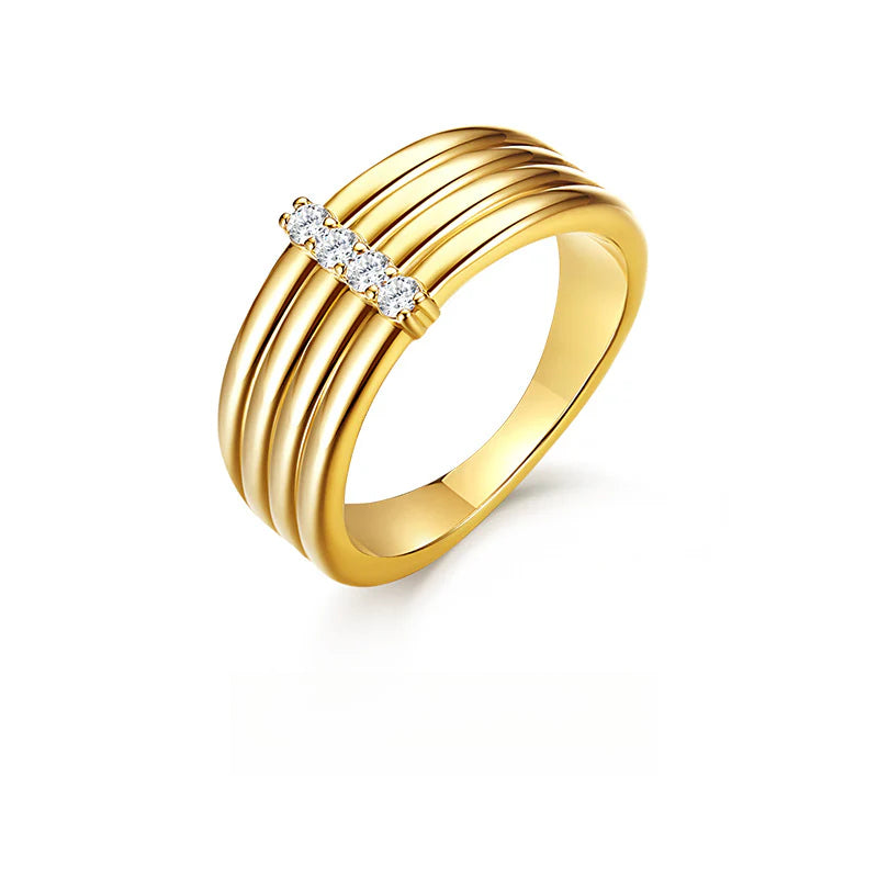 Copper Alloy Synthetic Zircon Ring Fashion Retro Personality Design Sense Elegant Ring Jewelry Gold Necklacejewelry gold necklace003