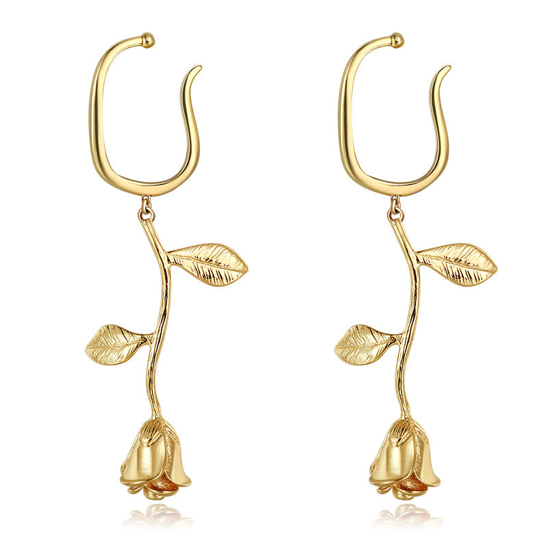 925 Silver Earrings Non-Pierced Women's Earrings French Style Elegant Niche Tea Series Earrings High-End Ear Cuffs David Jewelry Gold Necklacedavid jewelry gold necklace