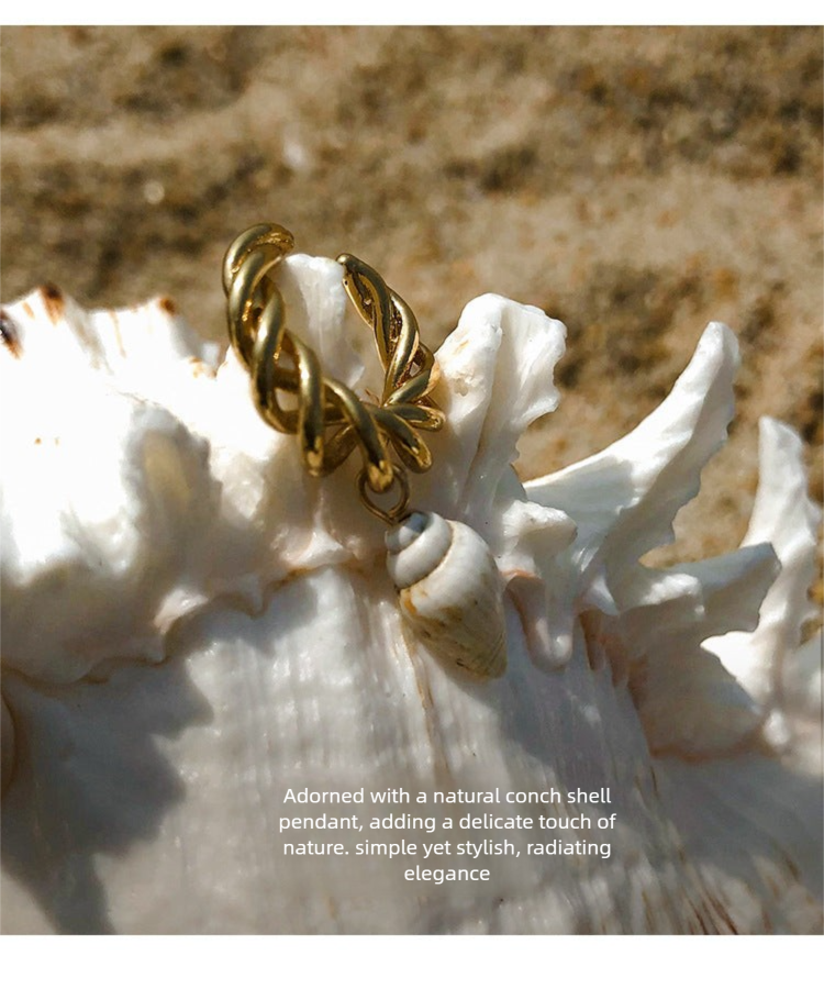 Copper Alloy Earrings Conch Ear Clip Female No Ear Piercing Earrings Unique Design french Ear Bone Clip Gold Necklace David Jewelrygold necklace david jewelry001