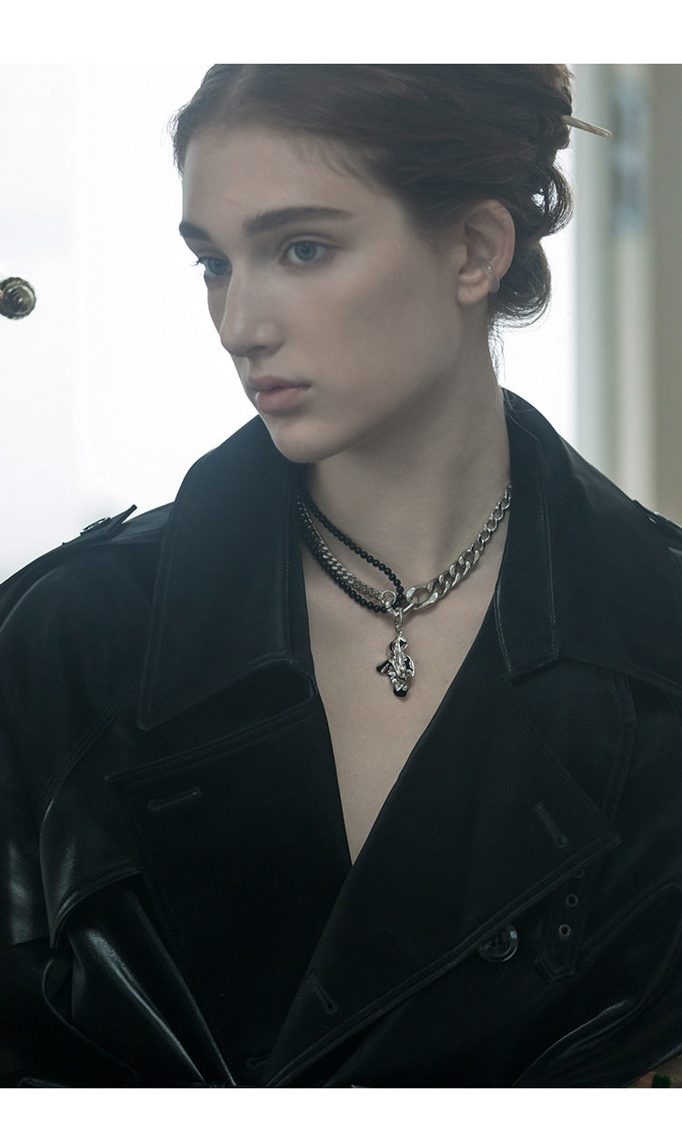 Necklace for Women, Light Luxury, Niche Design, High-end Accessory, Ins Style, Minimalist Double-layer Splicing Decorative Collarbone Chain, Jewelry Davidjewelry david002