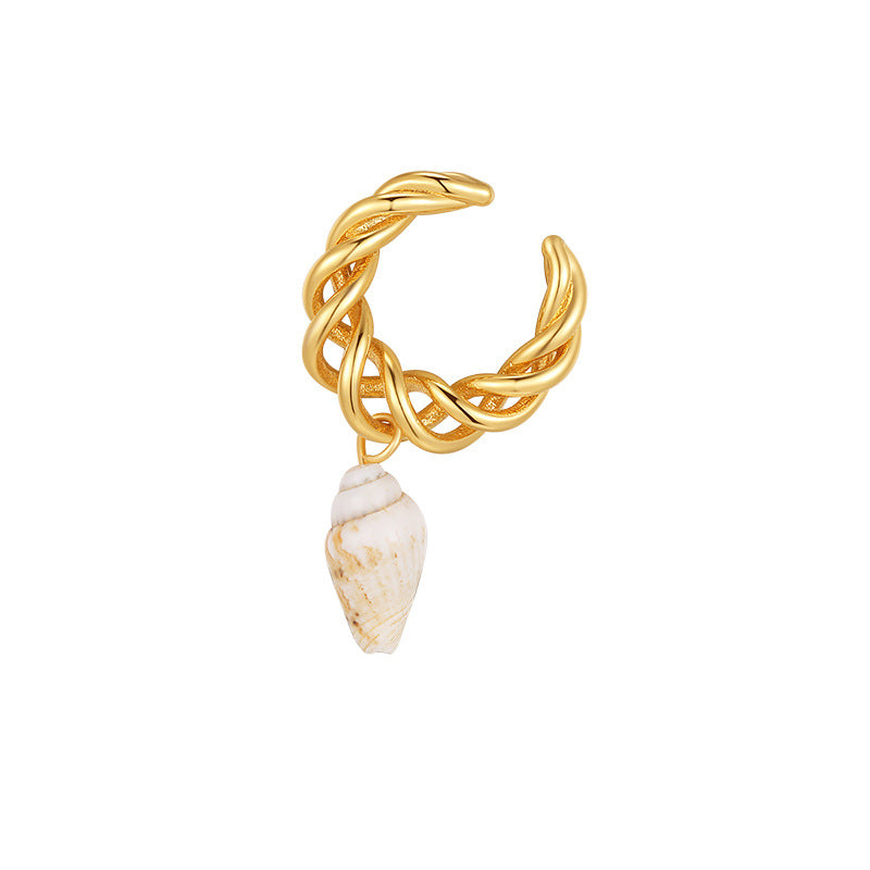 Copper Alloy Earrings Conch Ear Clip Female No Ear Piercing Earrings Unique Design french Ear Bone Clip Gold Necklace David Jewelrygold necklace david jewelry001