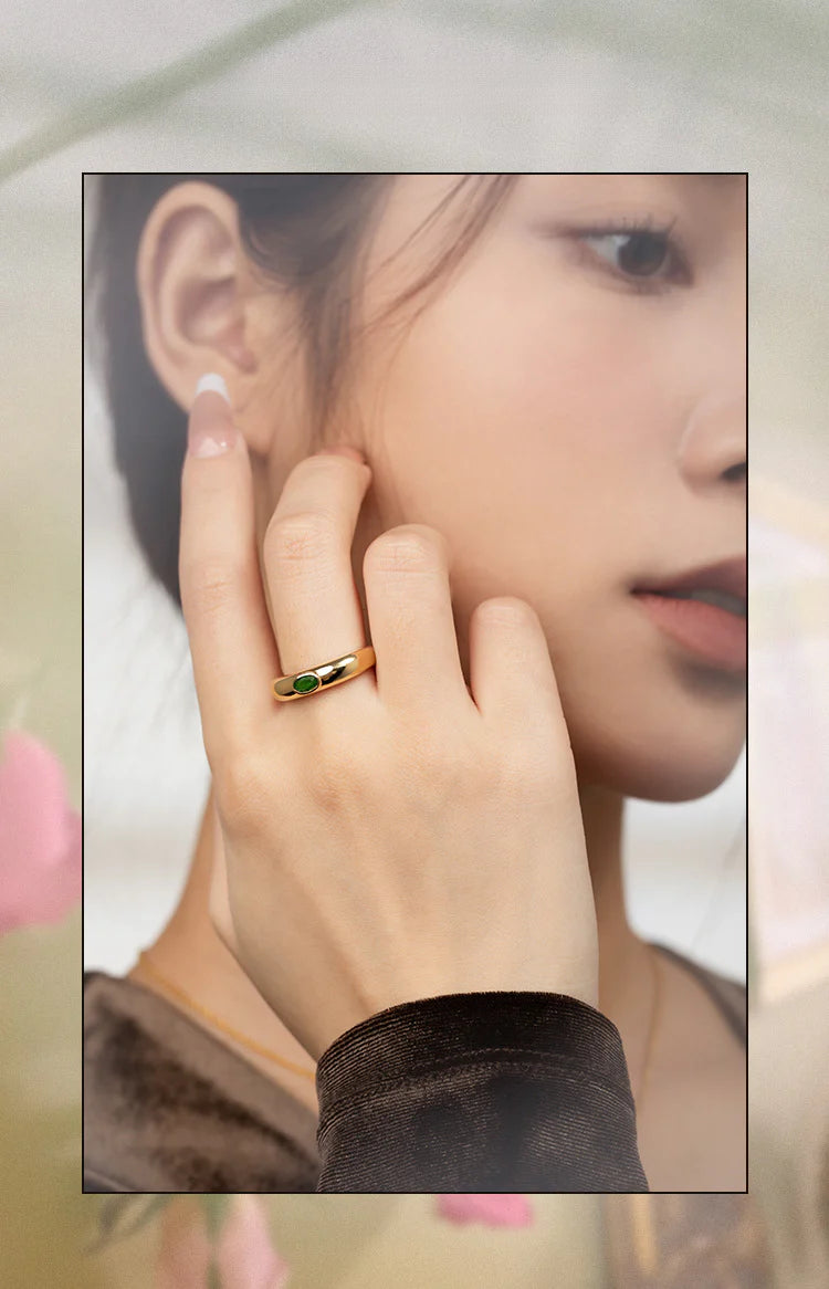 Copper Alloy Synthetic Zircon Ring Vintage Style French Lazy Palace Light Luxury Design Ring David Gold Necklacedavid gold necklace003