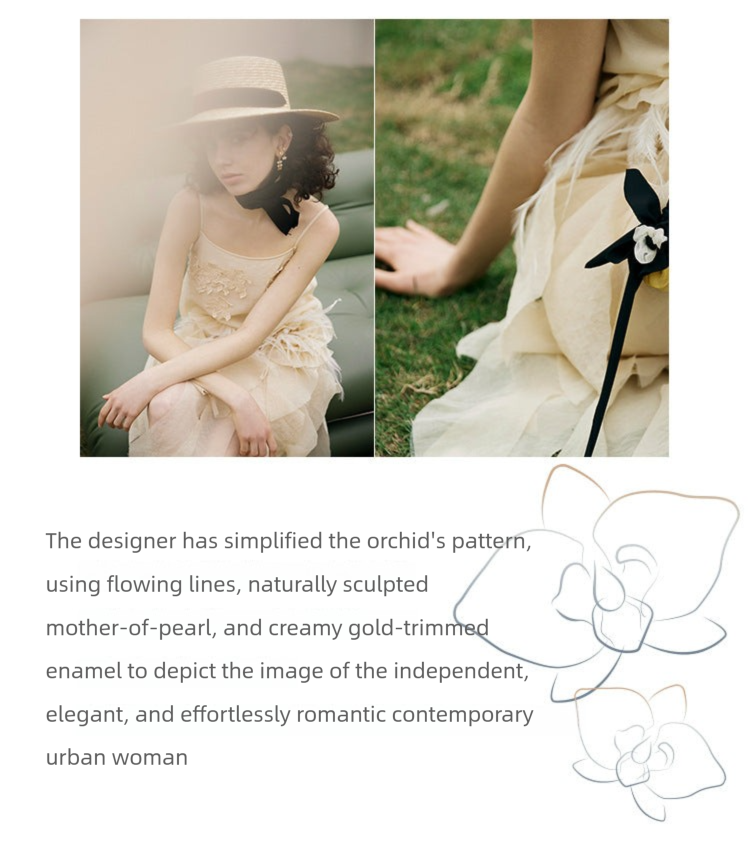 Copper Alloy Enamel Earrings Butterfly Orchid Ear Clips for Women Without Pierced Ears Light Luxury High-end French Niche Earrings Gold Necklace Jewelry Davidgold necklace jewelry david