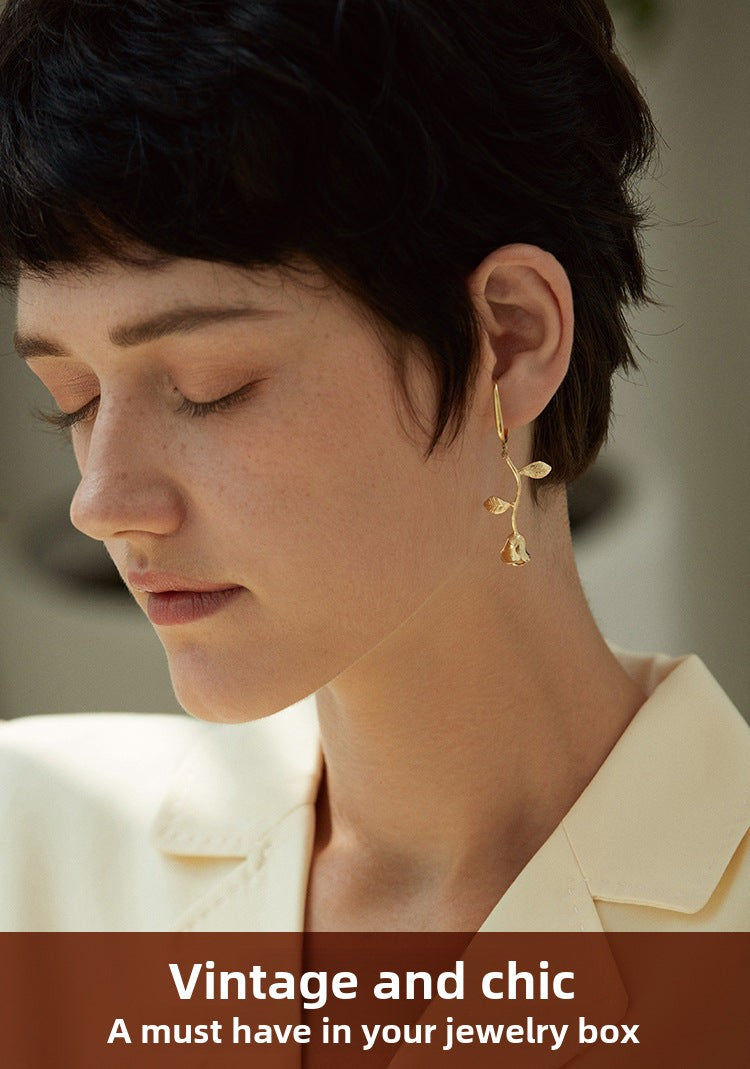 925 Silver Earrings Non-Pierced Women's Earrings French Style Elegant Niche Tea Series Earrings High-End Ear Cuffs David Jewelry Gold Necklacedavid jewelry gold necklace